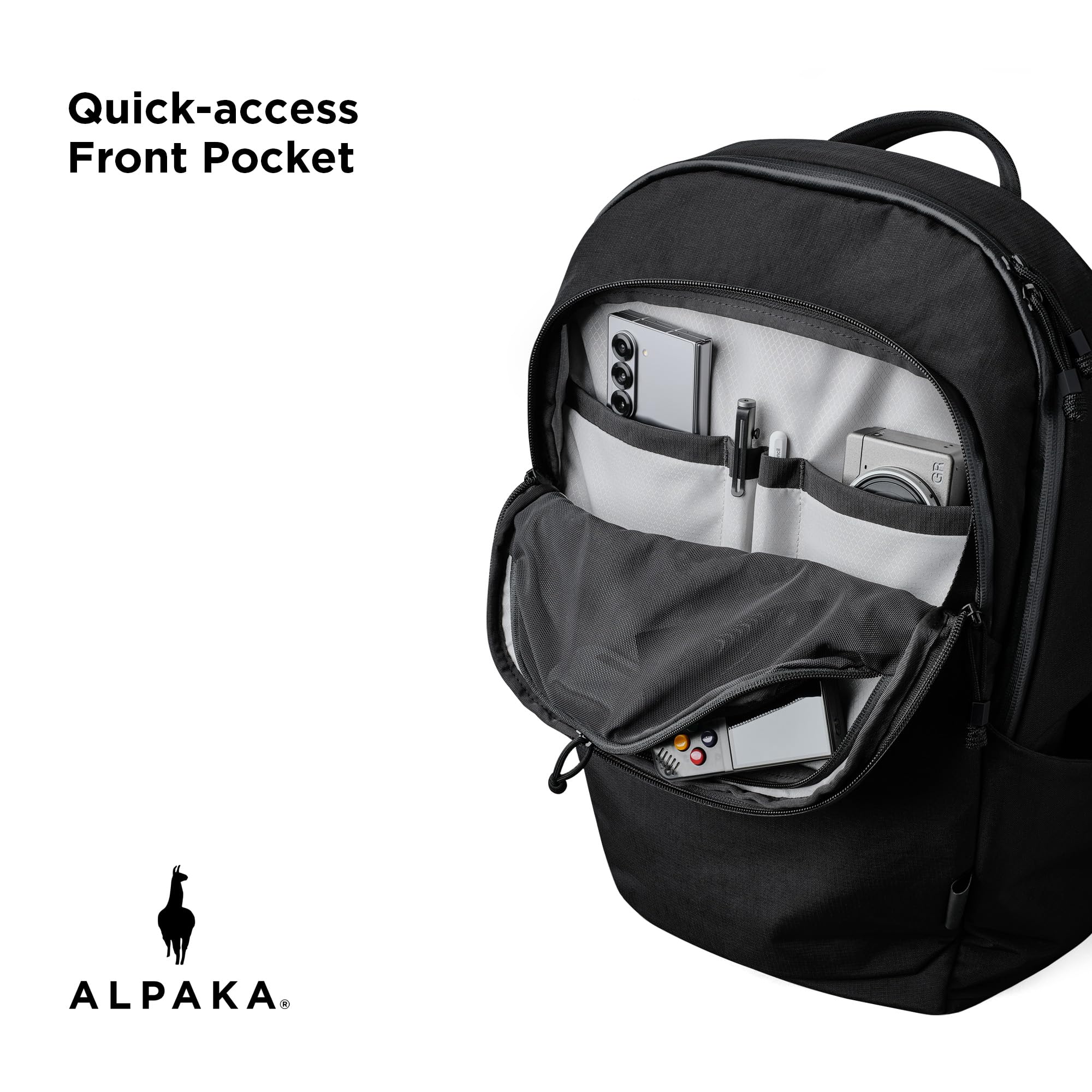 ALPAKA Bravo Backpack 23L - Laptop Backpack Fits 16 Inch Computers, Water Bottle Holders, Fleece Lined Protection, Business Commuter Bag, Weatherproof Black Axoflux Material - Image 4