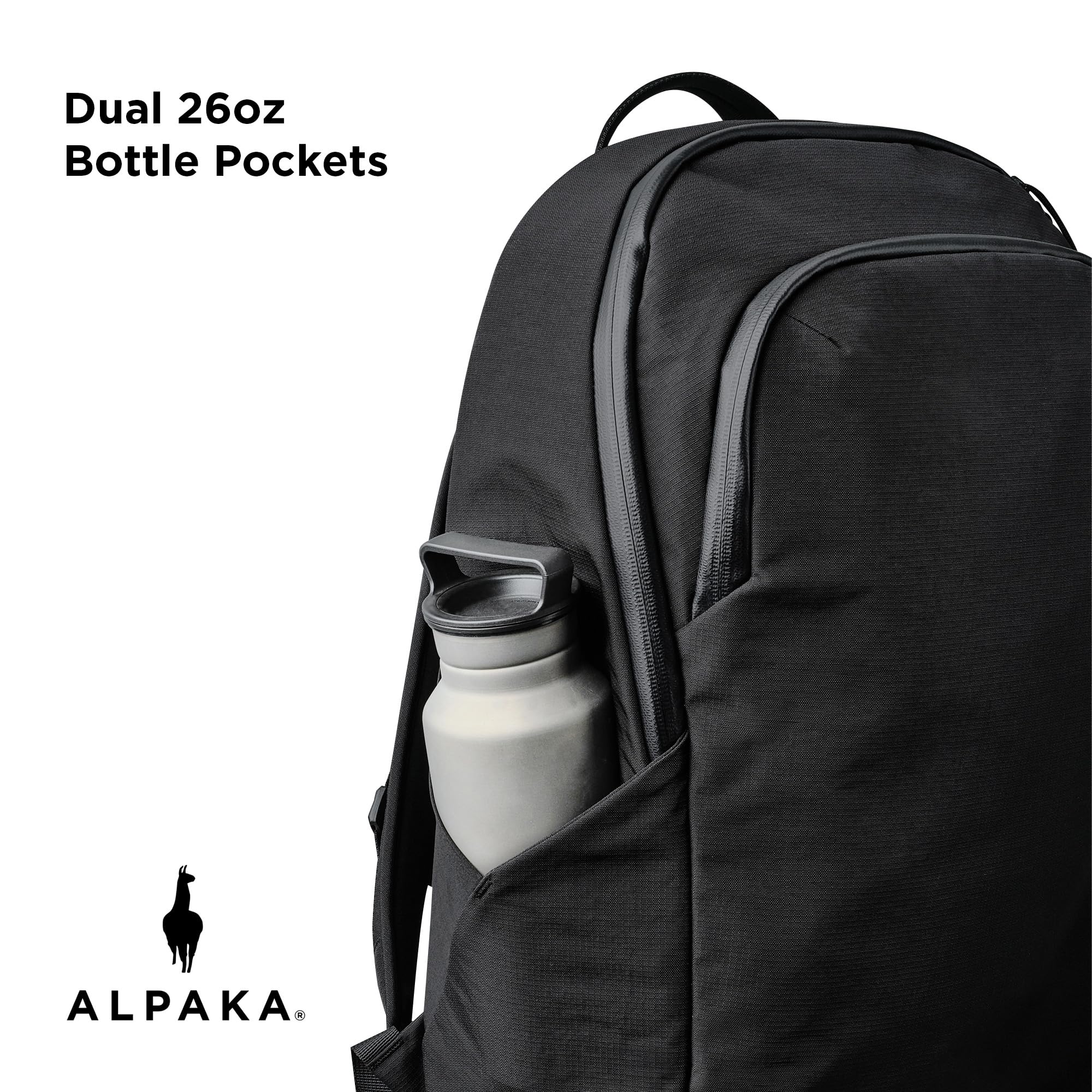 ALPAKA Bravo Backpack 23L - Laptop Backpack Fits 16 Inch Computers, Water Bottle Holders, Fleece Lined Protection, Business Commuter Bag, Weatherproof Black Axoflux Material - Image 6