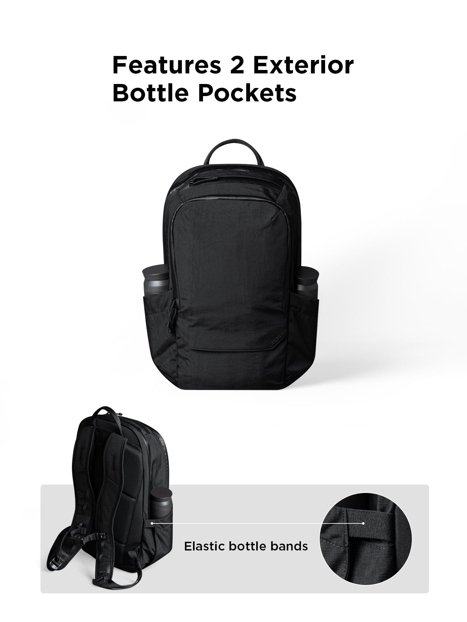 ALPAKA Elements Backpack Pro 24L - Black Laptop Backpack Fits 16'' Laptop with Dual Bottle Pockets, Travel Backpack for Men, Weather-Resistant 400D Axoflux Fabric for Business or College - Image 7