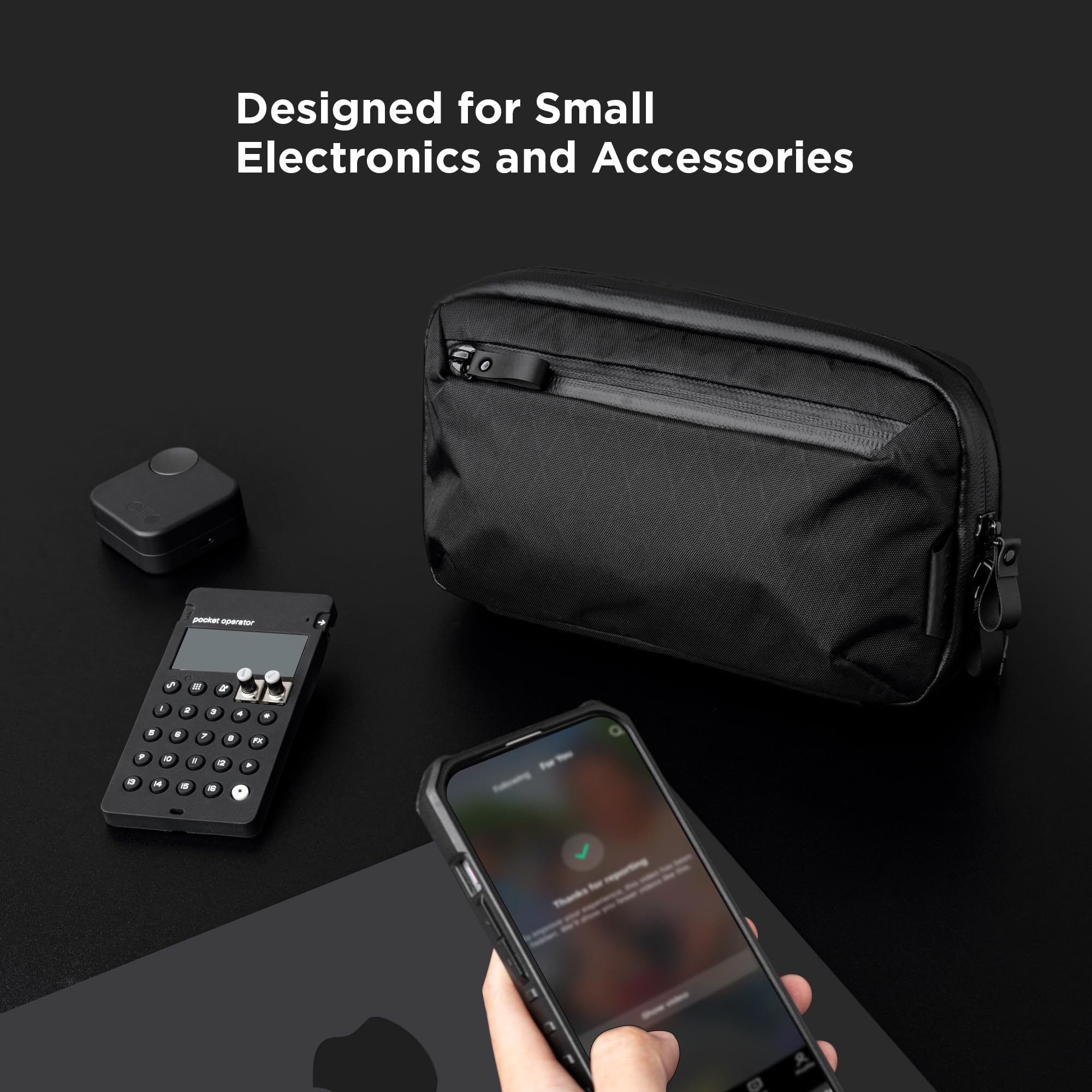 ALPAKA Elements Tech Case Mini - Compact Electronics Organizer, Small Cable Bag for Chargers and Earbuds, Phone Pouch, Travel Accessory Case, Crossbody Sling, Black X-Pac VX42 - Image 5