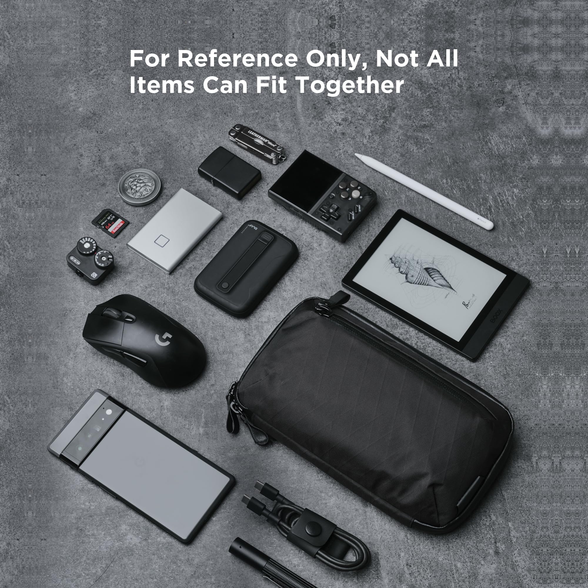 ALPAKA Elements Tech Case Mini - Compact Electronics Organizer, Small Cable Bag for Chargers and Earbuds, Phone Pouch, Travel Accessory Case, Crossbody Sling, Black X-Pac VX42 - Image 7