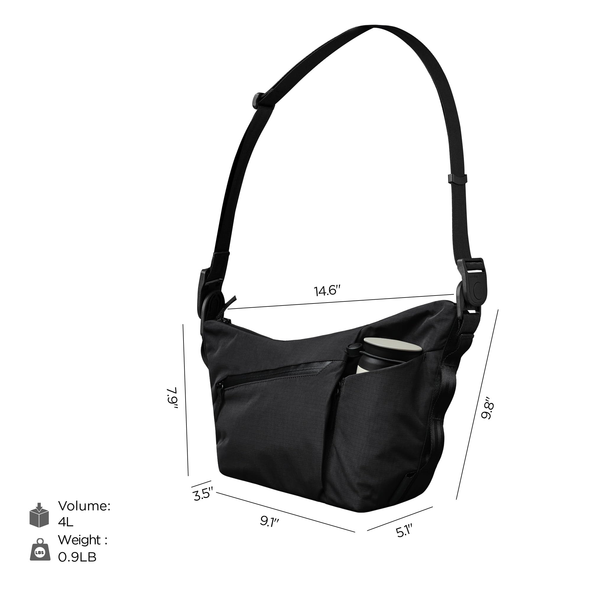 ALPAKA Flow Satchel 4L - Premium EDC Crossbody Bag, Key Tether,Expandable Bottle Pocket - Luggage Pass-Through, Weatherproof - Image 5