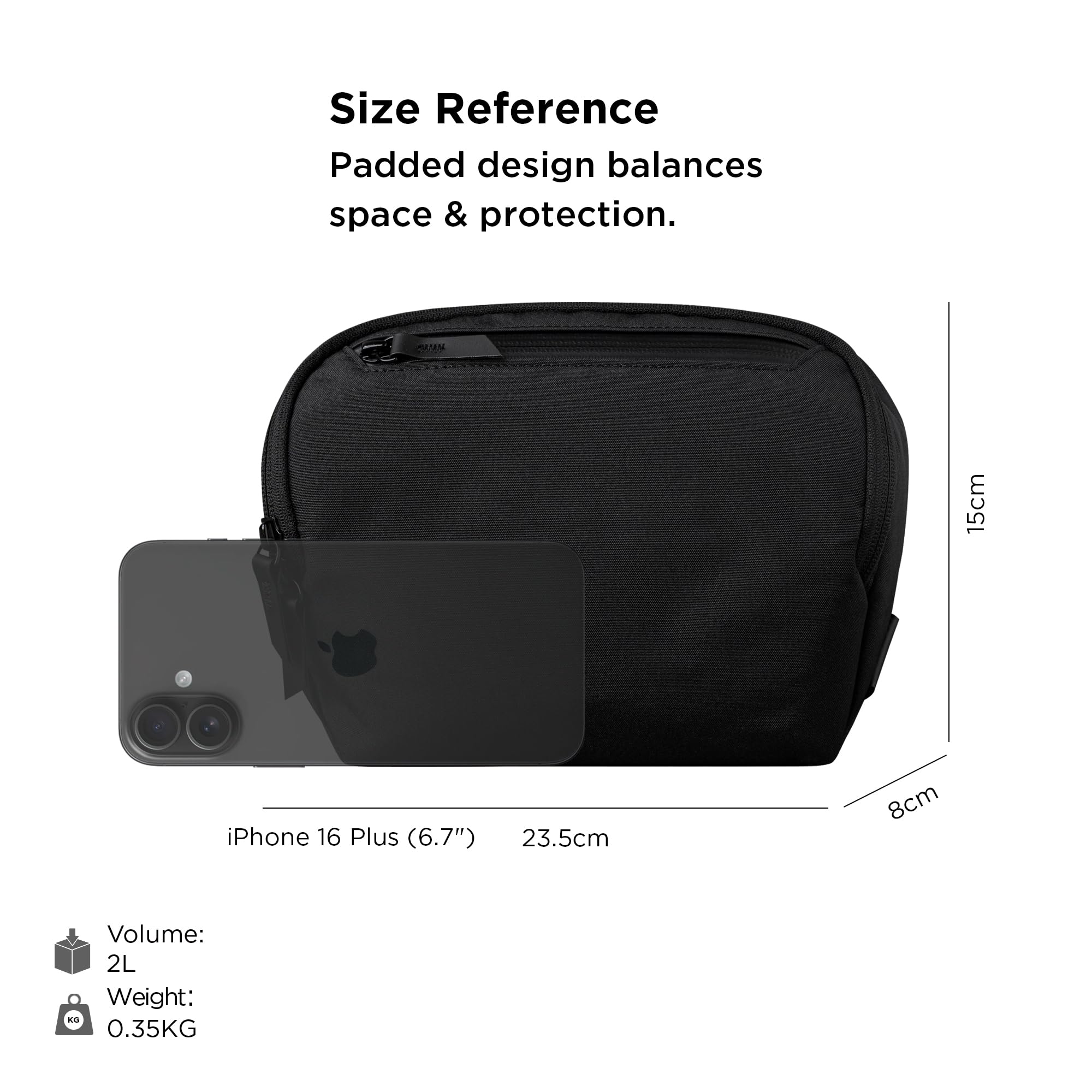 ALPAKA Vertex Pouch Mini 2L - EDC Sling Bag, Fits E-Readers and a Large Smart Phone or Small Essentials, Mens Crossbody Travel Bag, Weatherproof Black Axoflux 300D Fabric - Image 3