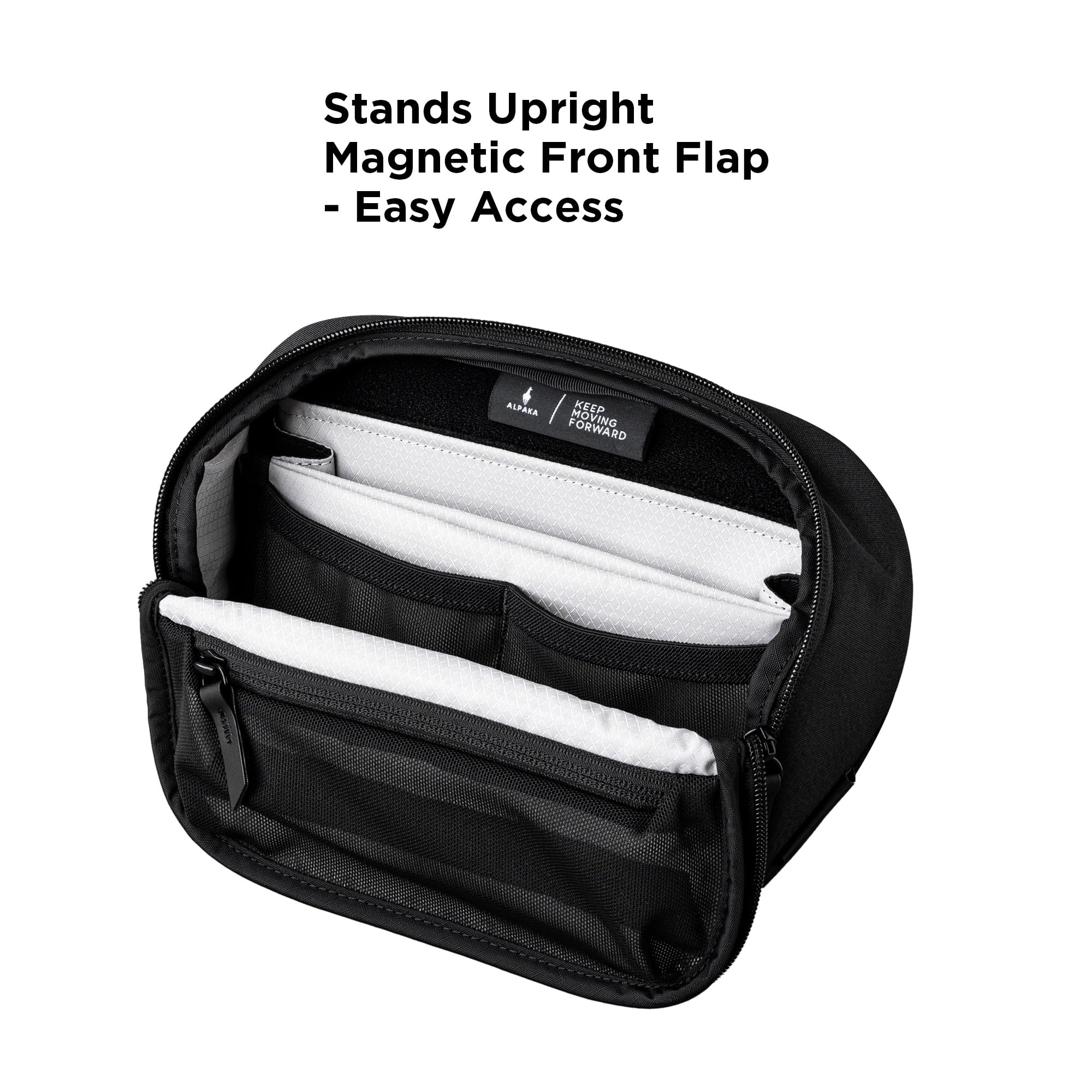 ALPAKA Vertex Pouch Mini 2L - EDC Sling Bag, Fits E-Readers and a Large Smart Phone or Small Essentials, Mens Crossbody Travel Bag, Weatherproof Black Axoflux 300D Fabric - Image 4