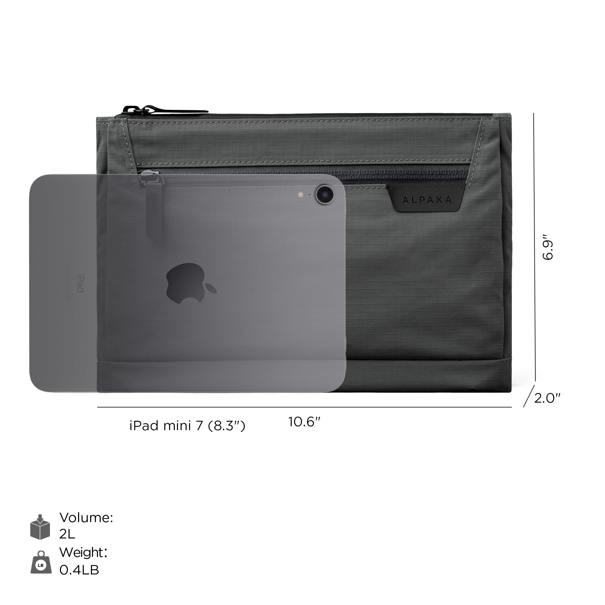 ALPAKA Zip Pouch Max V2 - Grey Axoflux 210D Water Resistant Fabric, Weatherproof YKK Zippers,Front Zip Pocket, Compact Men Sling Bag - Passport Holder & Travel Wallet Pouch for Family Men - Image 2