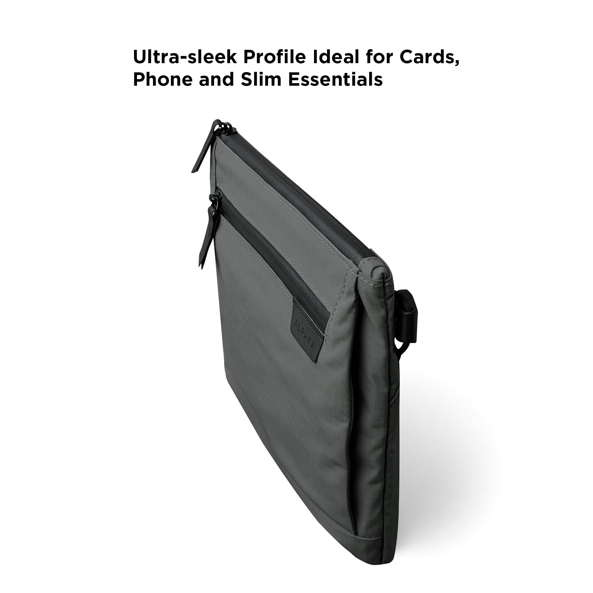 ALPAKA Zip Pouch Max V2 - Grey Axoflux 210D Water Resistant Fabric, Weatherproof YKK Zippers,Front Zip Pocket, Compact Men Sling Bag - Passport Holder & Travel Wallet Pouch for Family Men - Image 5